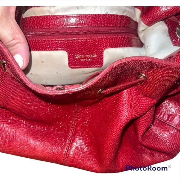 Kate Spade Madison Ave Revelry Plie Drawstring Bag Red - Picture 6 of 7